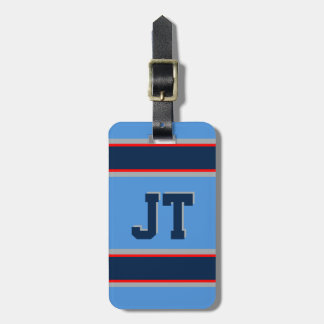 Monogramm für Navy und Light Blue-Sport-Streifen Gepäckanhänger