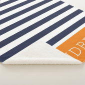 Monogramm für Navy und Orange Stripes | Editierbar Sherpadecke (3/4)