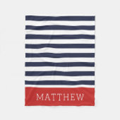 Monogramm für Navy und Red Stripes | Editierbare F Fleecedecke (Vorderseite)