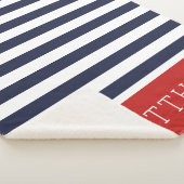 Monogramm für Navy und Red Stripes | Editierbare F Sherpadecke (3/4)