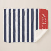 Monogramm für Navy und Red Stripes | Editierbare F Sherpadecke (Vorderseite (Horizontal))