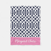 Monogramm für Navy und Rosa Trellis | Editierbare 