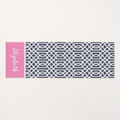 Monogramm für Navy und Rosa Trellis | Editierbare  Yogamatte (Vorderseite (Horizontal))