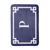 Monogramm für Navy und White Griechisch Key Frame Badematte (Vorderseite Vertikal)