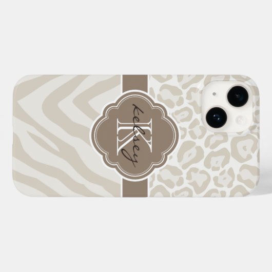 Monogramm für neutrale Tierdrucke Case-Mate iPhone Hülle (Rückseite (Horizontal))