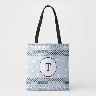 Monogramm für Niedliche blaue Polka-Punkte Tasche