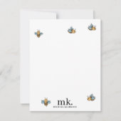 Monogramm für niedliche Honigbienen Mitteilungskarte (Vorderseite)