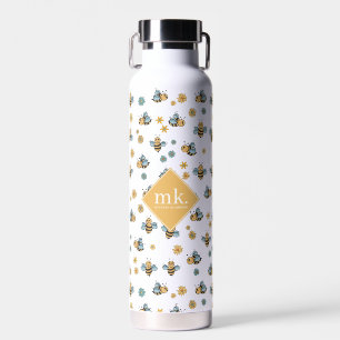 Monogramm für niedliche Honigbienen und Wildblumen Trinkflasche
