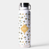 Monogramm für niedliche Honigbienen und Wildblumen Trinkflasche (Rückseite)