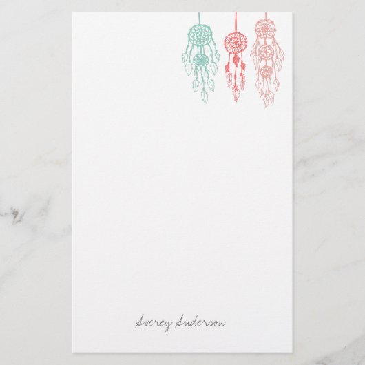 Monogramm für niedliche Illustrierte Bohemische Dr Briefpapier (Vorderseite)