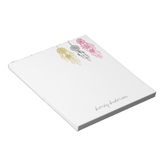 Monogramm für niedliche Illustrierte Bohemische Dr Notizblock (angewinkelt)