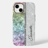 Monogramm für niedliche Silber-Imitat-Glitzer Case-Mate iPhone Hülle (Rückseite)