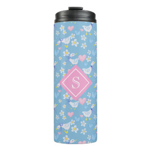 Monogramm für niedliche Vintage Gänse Thermosbecher