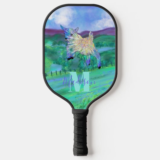 Monogramm für niedliche Ziege Pickleball Schläger (Vorderseite)