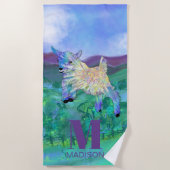 Monogramm für niedliche Ziege Strandtuch (Vorderseite)