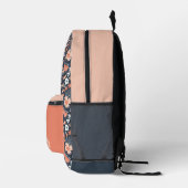Monogramm für niedliches rosa und blaues Blumenmus Bedruckter Rucksack (Rechts)