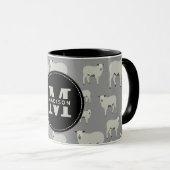 Monogramm für niedliches Schaf- und Lammentenmuste Tasse (VorderseiteRechts)
