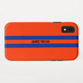 Monogramm für Orange und Blaustreifen Case-Mate iPhone Hülle (Rückseite (Horizontal))