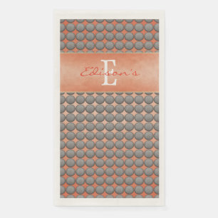 Monogramm für Orange und Grau-Polka-Dot-Muster Serviette