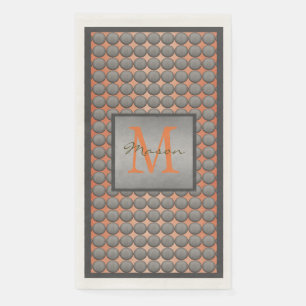Monogramm für Orange und Grau-Polka-Dot-Muster Serviette