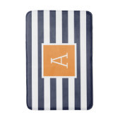 Monogramm für Orange und Navy Stripes Badematte (Vorderseite Vertikal)