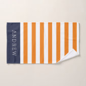 Monogramm für Orange und Navy Stripes Badhandtuch Set (Handtuch)