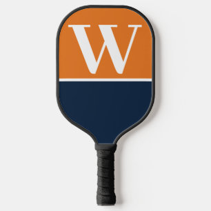 Monogramm für Orange- und Navy-Uni-Farben Pickleball Schläger