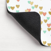 Monogramm für Peach, Mint und Gold Hearts Mousepad (Ecke)