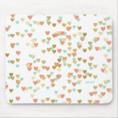 Monogramm für Peach, Mint und Gold Hearts Mousepad (Vorne)