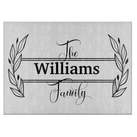 Monogramm für personalisiert dekorative Familienna Schneidebrett (Vorderseite)