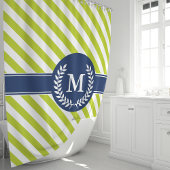 Monogramm für personalisierte Kalkgrün- und Navy-S Duschvorhang