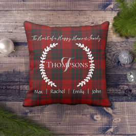 Monogramm für Personalisierte  rote schwarze Famil Kissen