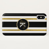 Monogramm für personalisierte schwarze und goldene Case-Mate iPhone hülle (Rückseite (Horizontal))