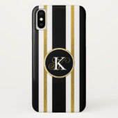 Monogramm für personalisierte schwarze und goldene Case-Mate iPhone hülle (Rückseite)