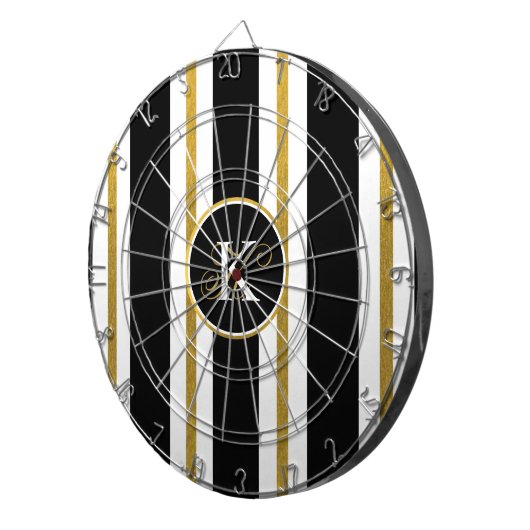 Monogramm für personalisierte schwarze und goldene dartscheibe (Vorderseite rechts)