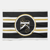 Monogramm für personalisierte schwarze und goldene geschirrtuch (Horizontal)