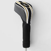 Monogramm für personalisierte schwarze und goldene golf headcover (angewinkelt)