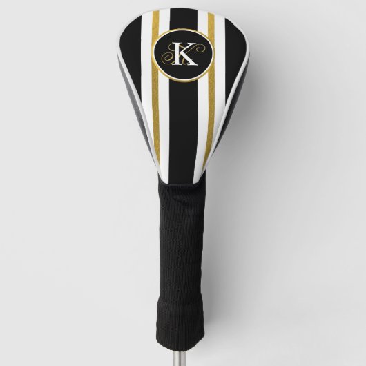 Monogramm für personalisierte schwarze und goldene golf headcover (Vorderseite)