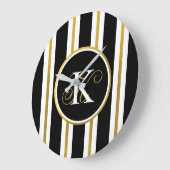 Monogramm für personalisierte schwarze und goldene große wanduhr (Winkel)