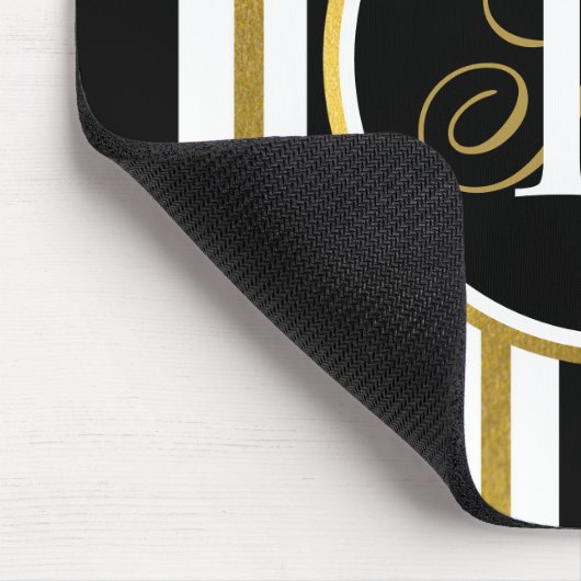Monogramm für personalisierte schwarze und goldene mousepad (Ecke)