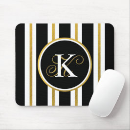 Monogramm für personalisierte schwarze und goldene mousepad