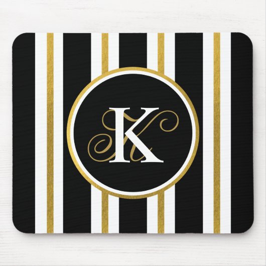 Monogramm für personalisierte schwarze und goldene mousepad (Vorne)