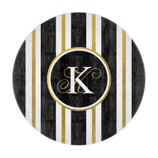 Monogramm für personalisierte schwarze und goldene schneidebrett (Vorderseite)