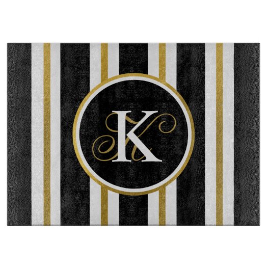 Monogramm für personalisierte schwarze und goldene schneidebrett (Vorderseite)