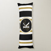 Monogramm für personalisierte schwarze und goldene seitenschläferkissen (Rückseite (Vertikal))