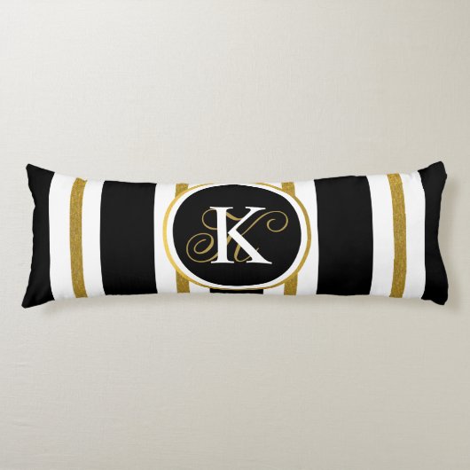Monogramm für personalisierte schwarze und goldene seitenschläferkissen (Vorderseite)