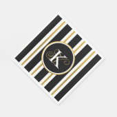 Monogramm für personalisierte schwarze und goldene serviette (Ecke)