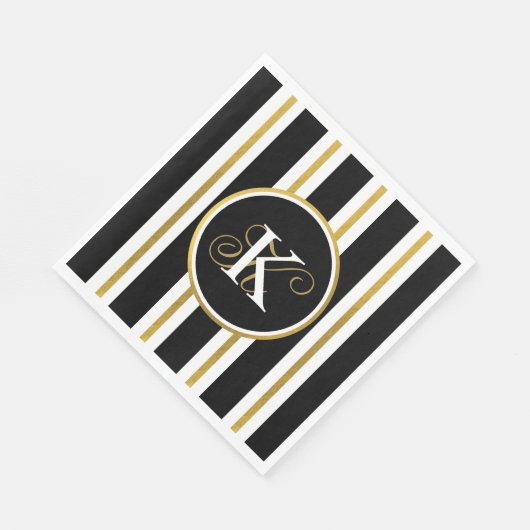 Monogramm für personalisierte schwarze und goldene serviette (Ecke)