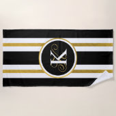 Monogramm für personalisierte schwarze und goldene strandtuch (Vorderseite)