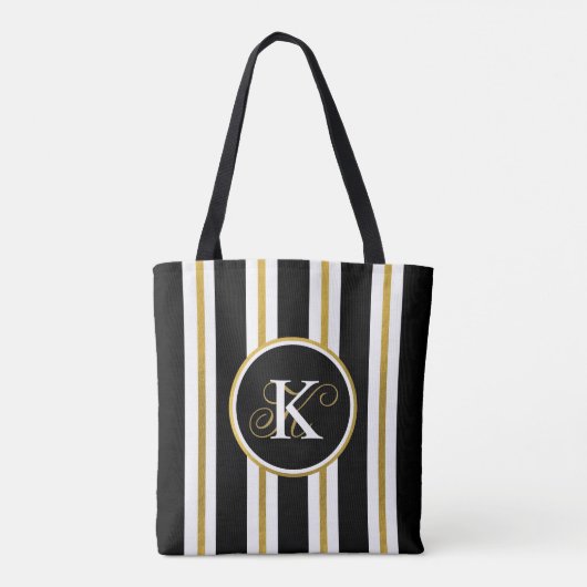 Monogramm für personalisierte schwarze und goldene tasche (Rückseite)